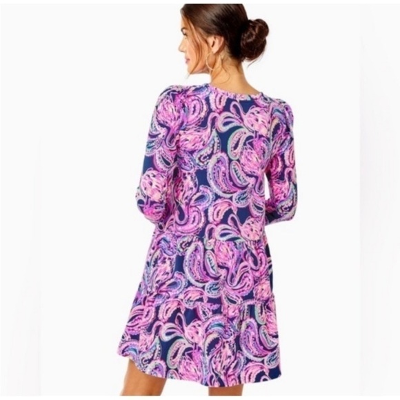 Lilly Pulitzer UPF50+ Arlene High Tide Navy Flock to The Top Dress Sz S EUC - Picture 5 of 11